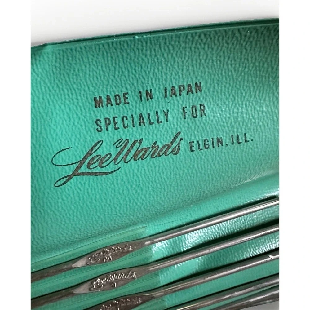 Lee‎ Wards Steel Crochet Hook Set Japan Exclusive In Original Vintage Green Case